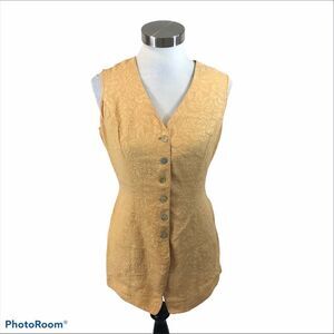 Vintage Hugo Buscati Yellow Silk Sleeveless Blouse‎